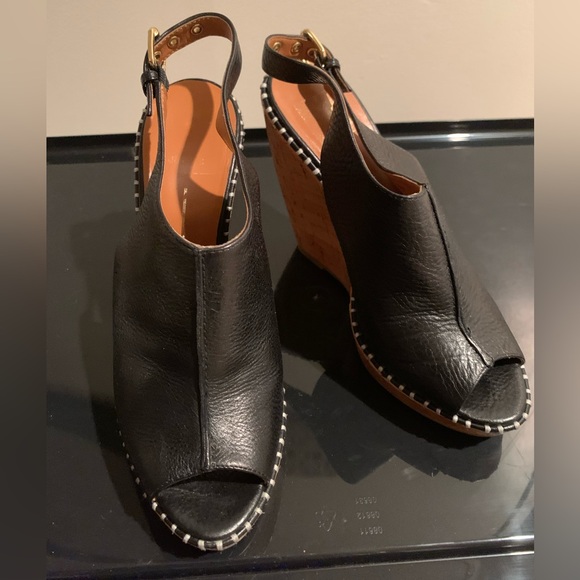 Dolce Vita Prema Platform Peep Toe Wedges Black Leather Size 8B - Picture 3 of 10